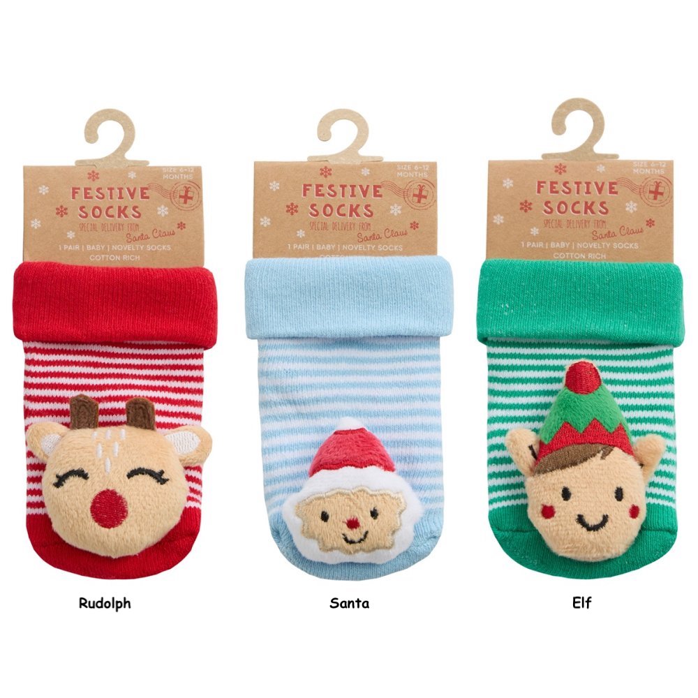 Baby Christmas Rattle Socks