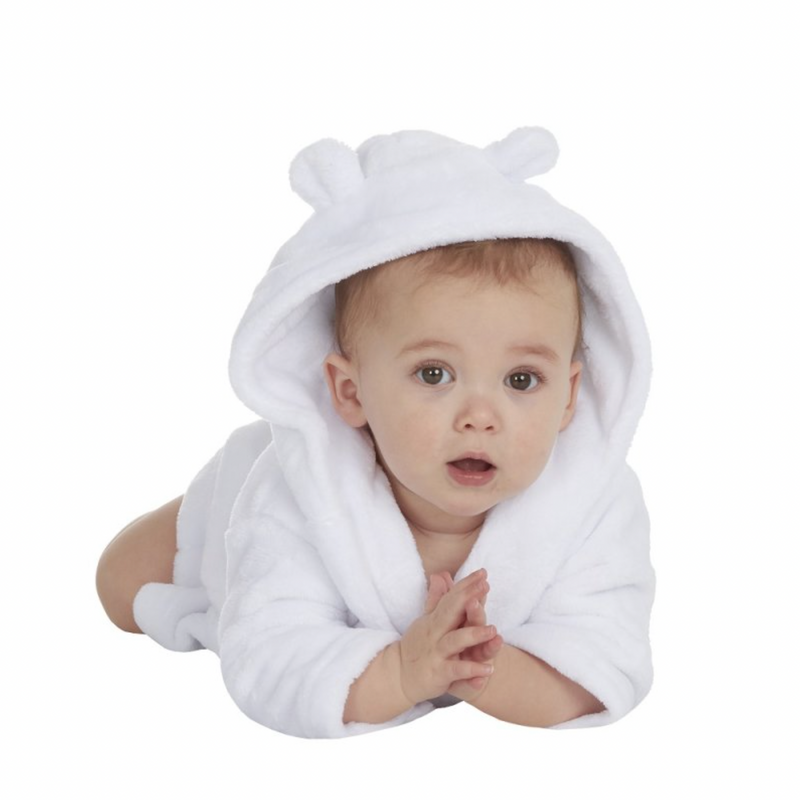 baby personalised dream big little one dressing gown | personalised baby hooded dressing gown | dream big little one baby robe | embroidered baby dressing gown