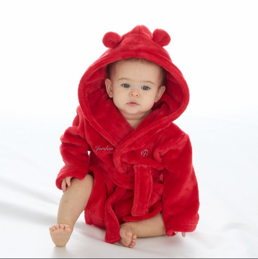 Babies hooded personalised dressing gowns
