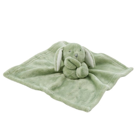 our Babies personalised bunny comforter in Green is crafted from super soft plush material, this comforter will keep your baby snug and content. Complete with your babies name personalised/embroidered to the front.
