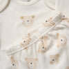 Unisex set personalised bear print soft and comfortable vest style top elasticated waist pants with bear head design. 