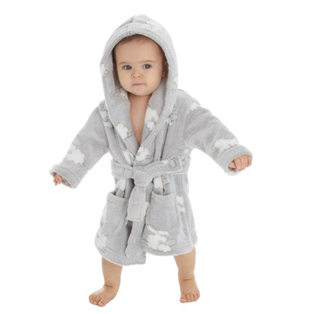 baby personalised lamb hooded dressing gown | personalised lamb dressing gown for baby | embroidered lamb baby robe | soft lamb hooded bathrobe for baby