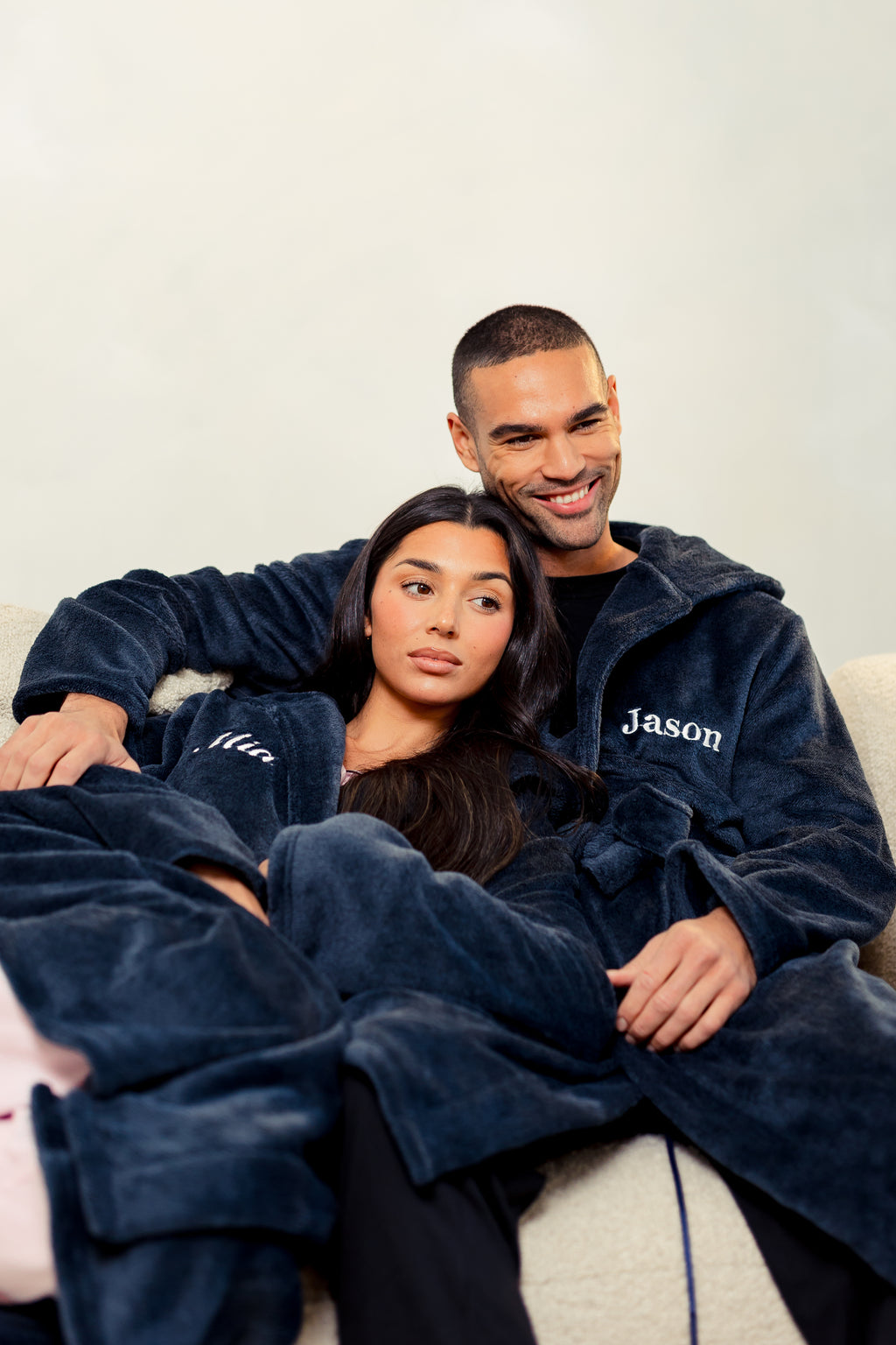 Personalised His & Hers two tone couples robes