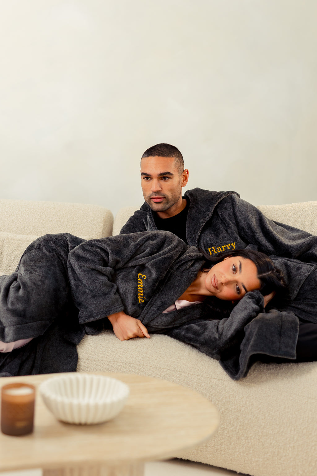 Personalised Mr & Mrs two tone couples robes