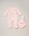 baby personalised sleepsuit and bunny comforter gift set | personalised bunny comforter and sleepsuit | newborn bunny gift set | personalised baby sleepsuit gift bundle