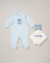 baby personalised sleepsuit and tiger comforter gift set | personalised tiger comforter and sleepsuit | newborn tiger gift set | personalised baby sleepsuit gift bundle
