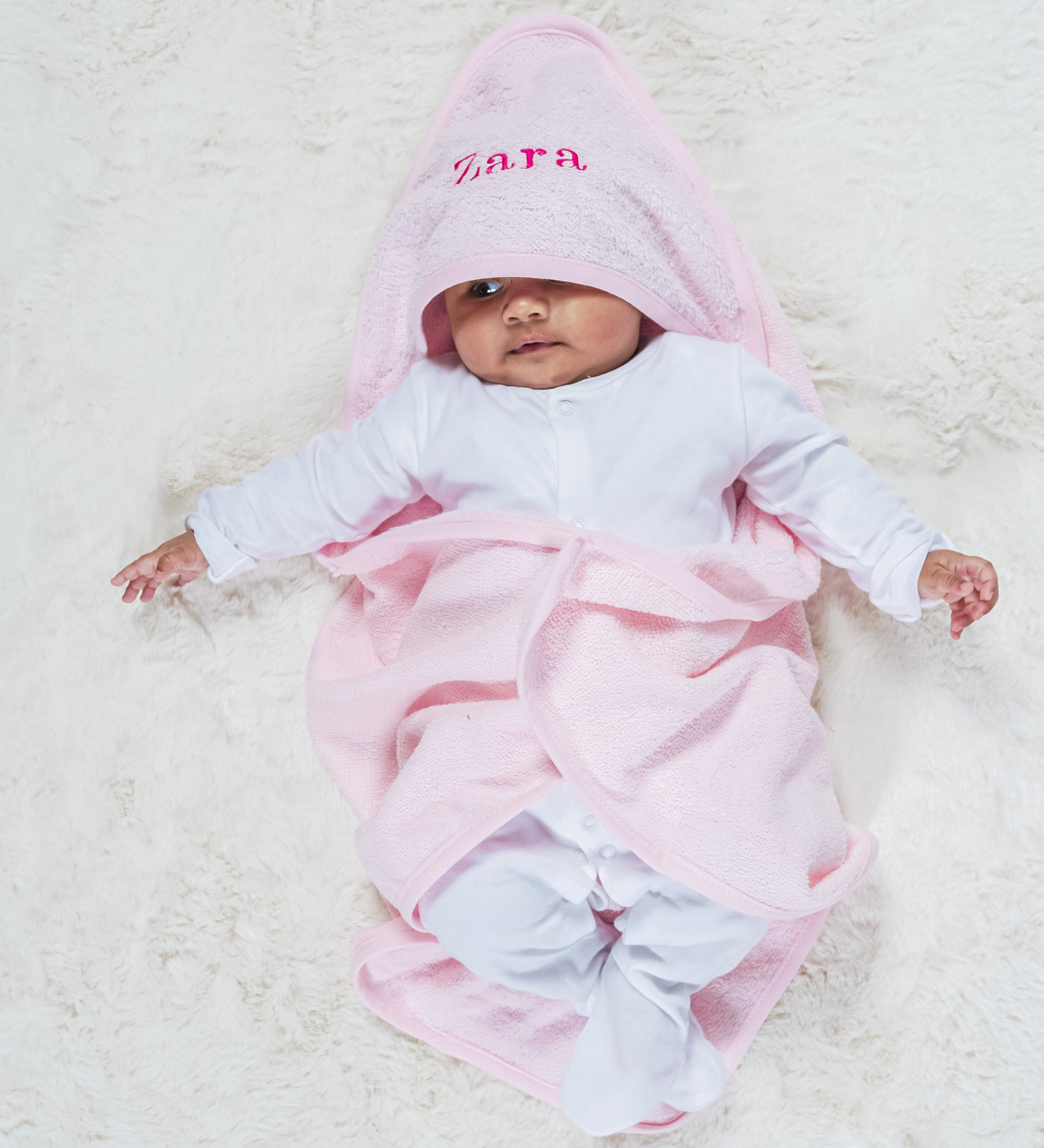 Babies personalised plain hooded towel/robe