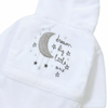 baby personalised dream big little one dressing gown | personalised baby hooded dressing gown | dream big little one baby robe | embroidered baby dressing gown