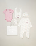 Baby girls personalised lovely bunny 6 piece mesh bag gift set