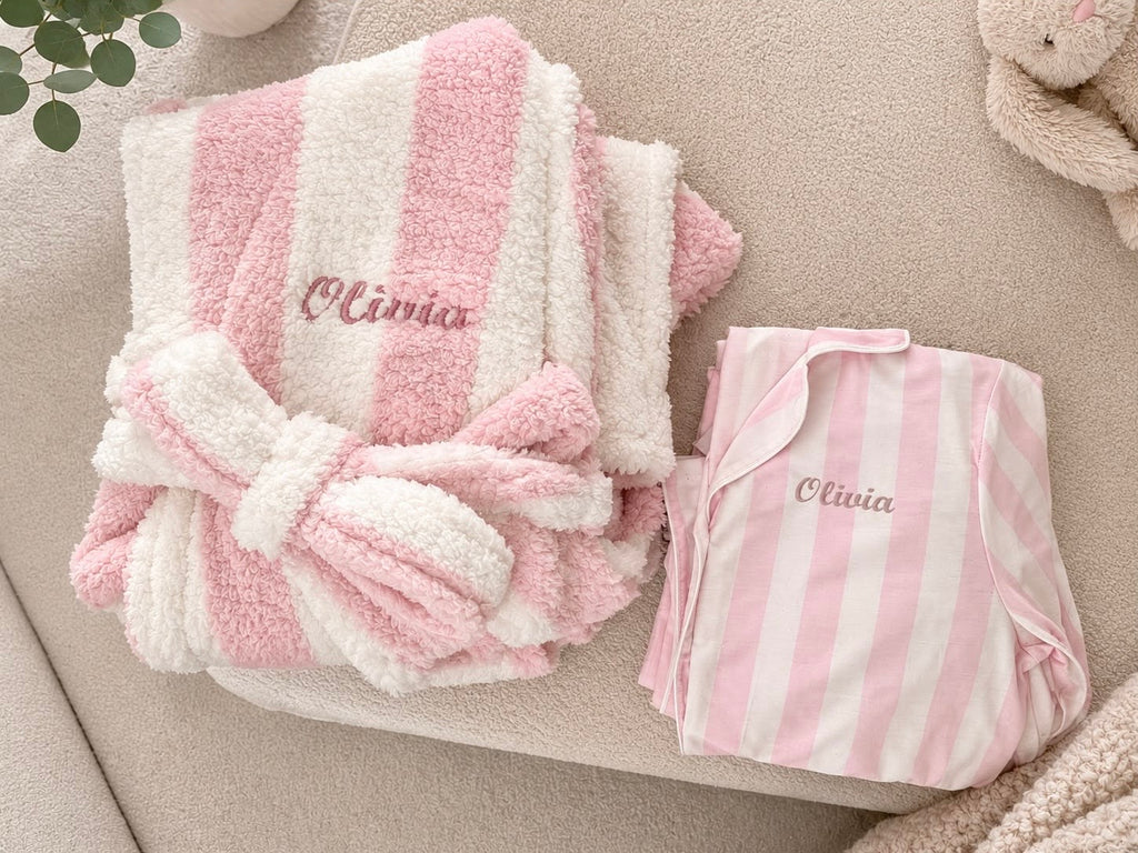Personalised Premium Stripe Design Maxi Dressing Gown