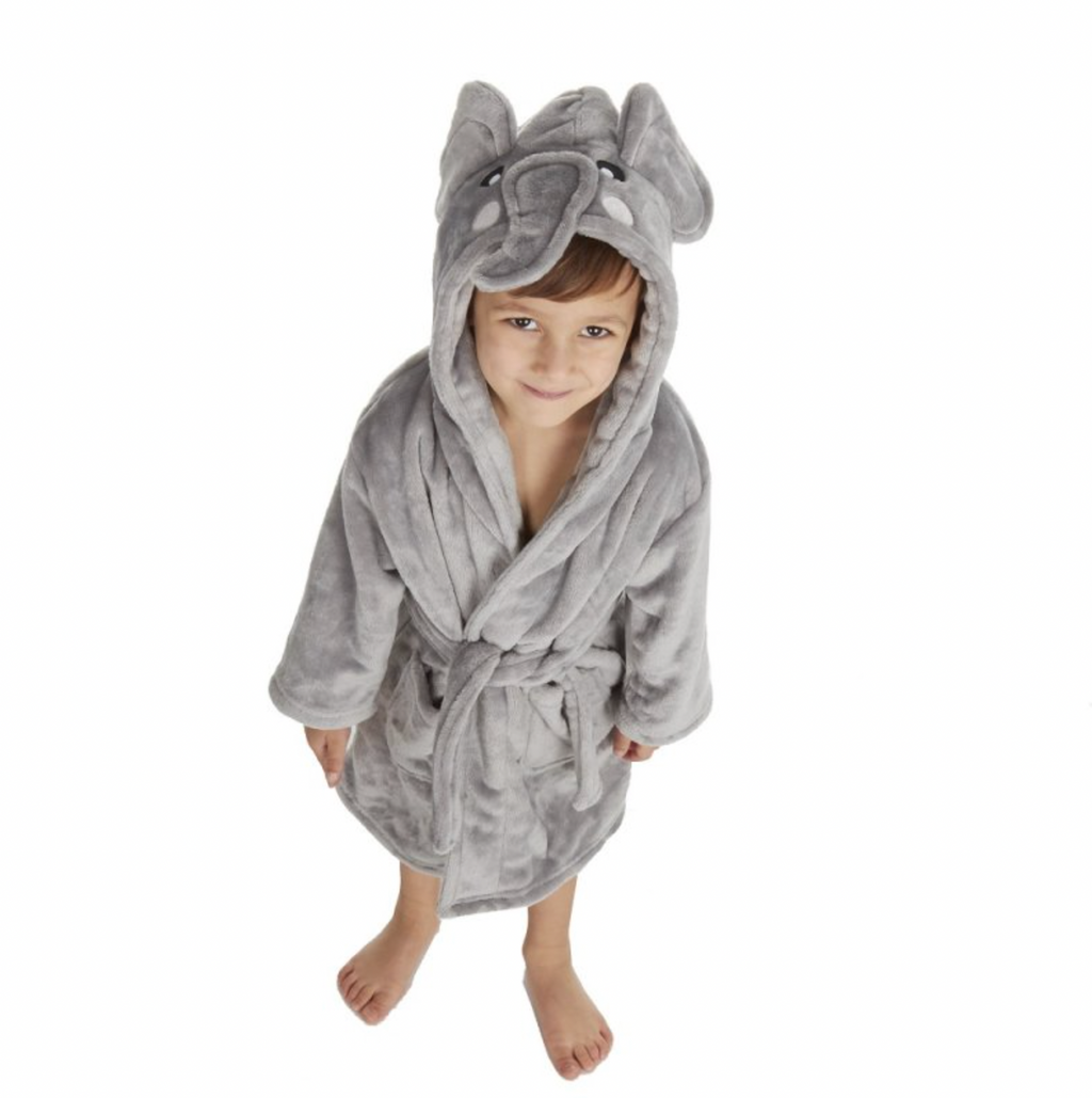 Kids unisex personalised Elephant hooded dressing gown