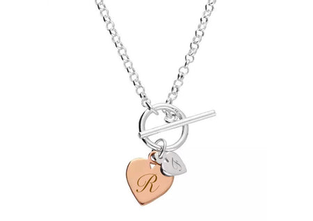 personalised double heart necklace | engraved double heart pendant necklace | sterling silver rose gold heart necklace