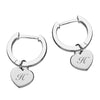 personalised heart huggie hoop earrings | engraved sterling silver heart hoop earrings | personalised heart drop earrings for women