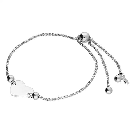 personalised flat heart bracelet | engraved flat heart bracelet | sterling silver personalised heart bracelet | personalised engraved bracelet for women