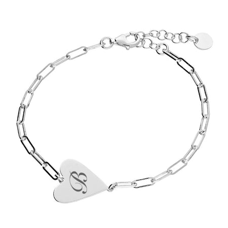 personalised heart bracelet | engraved heart bracelet for women | sterling silver personalised heart bracelet