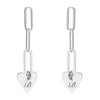 personalised chain drop heart earrings | engraved heart drop earrings | sterling silver personalised heart earrings