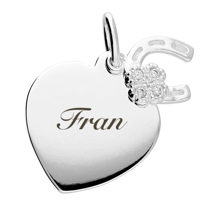 Womens heart shaped pendant horse shoe charm personalised necklace