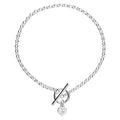 Womens silver heart T-bar personalised necklace