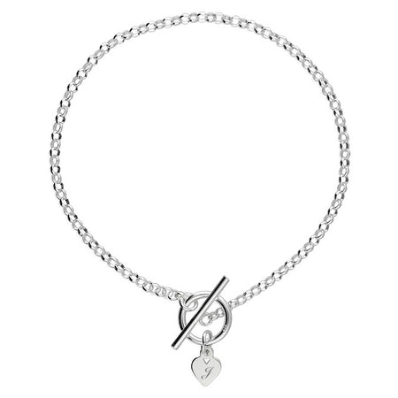personalised heart T-bar necklace | engraved heart T-bar necklace | sterling silver heart T-bar necklace | personalised heart charm necklace