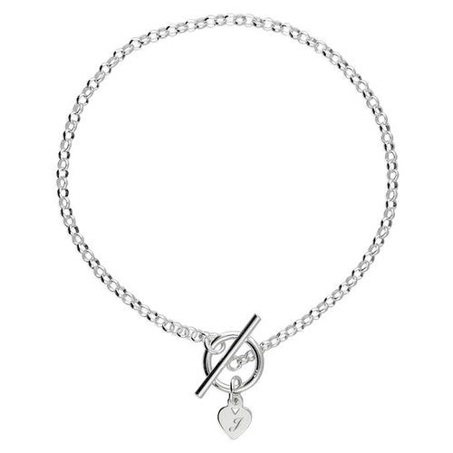 personalised heart T-bar necklace | engraved heart T-bar necklace | sterling silver heart T-bar necklace | personalised heart charm necklace