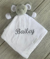 baby personalised elephant comforter | personalised elephant comfort blanket | embroidered elephant comforter for baby | elephant baby comfort toy