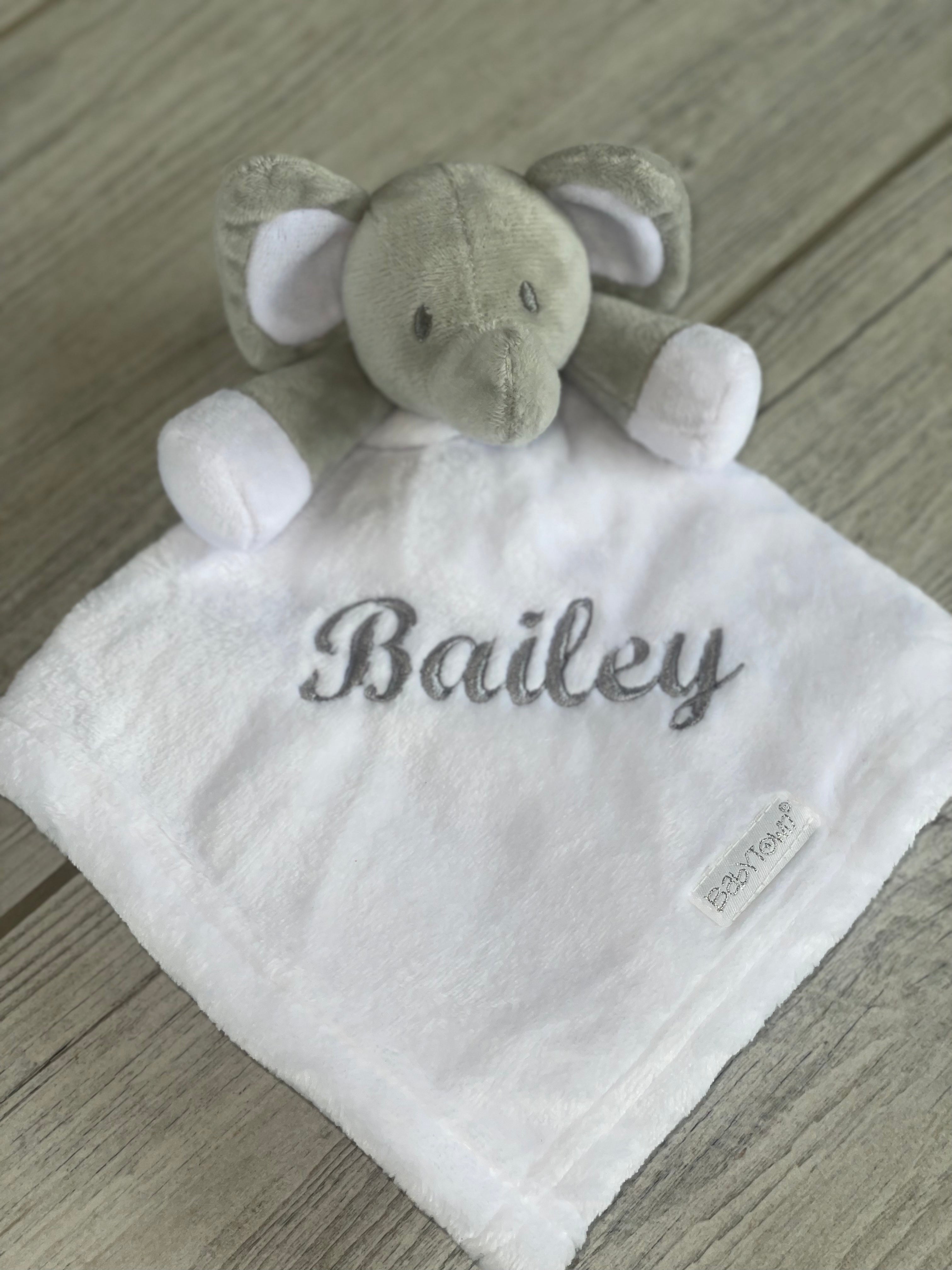 Baby personalised elephant comforter