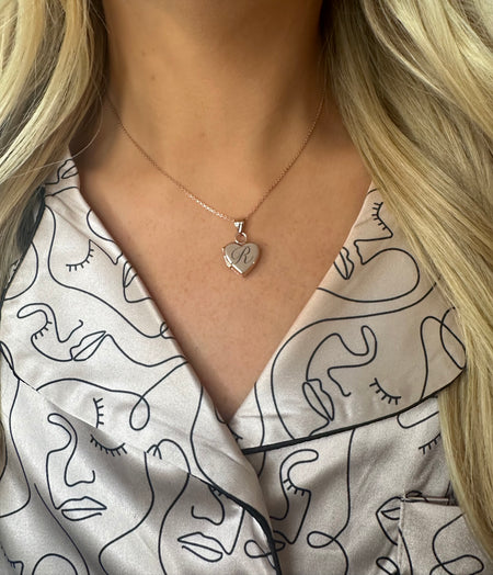 personalised heart locket necklace | engraved heart locket necklace for women | sterling silver personalised heart necklace