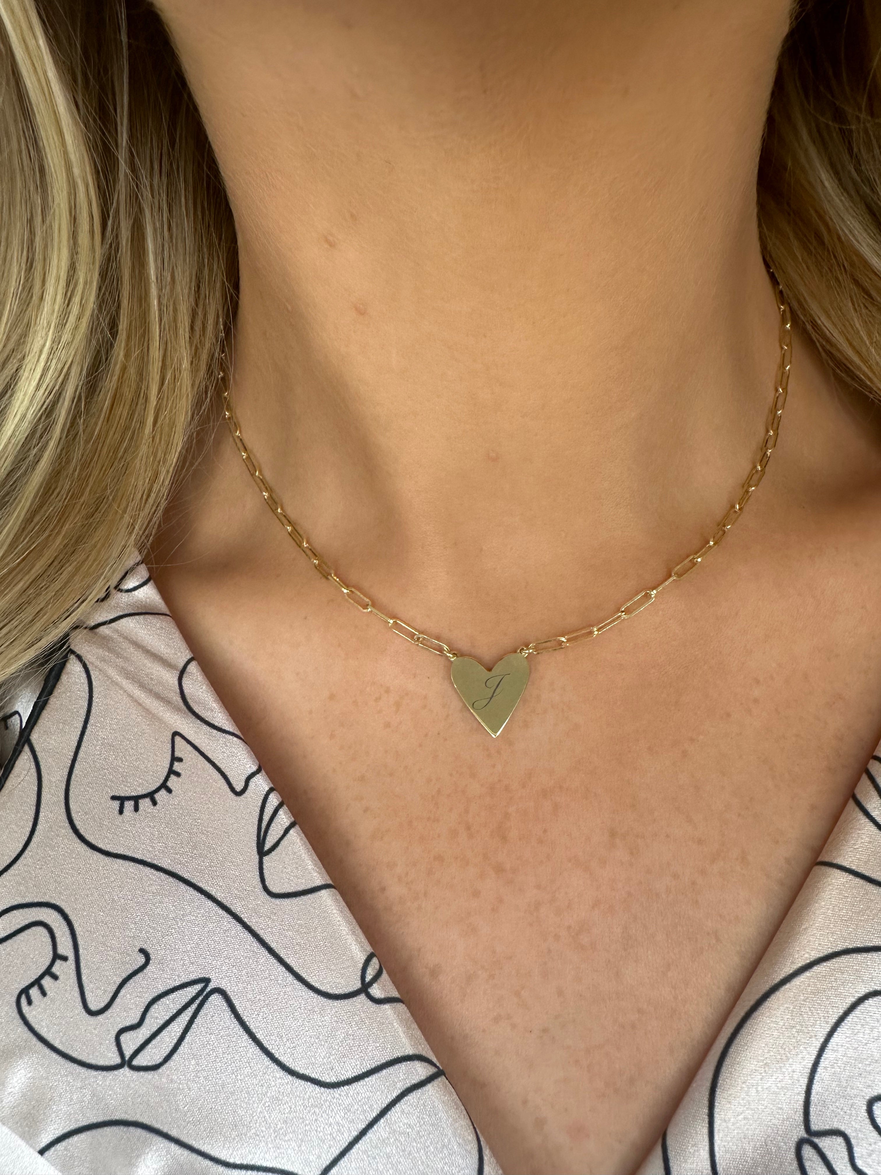 Womens chain heart pendant personalised necklace