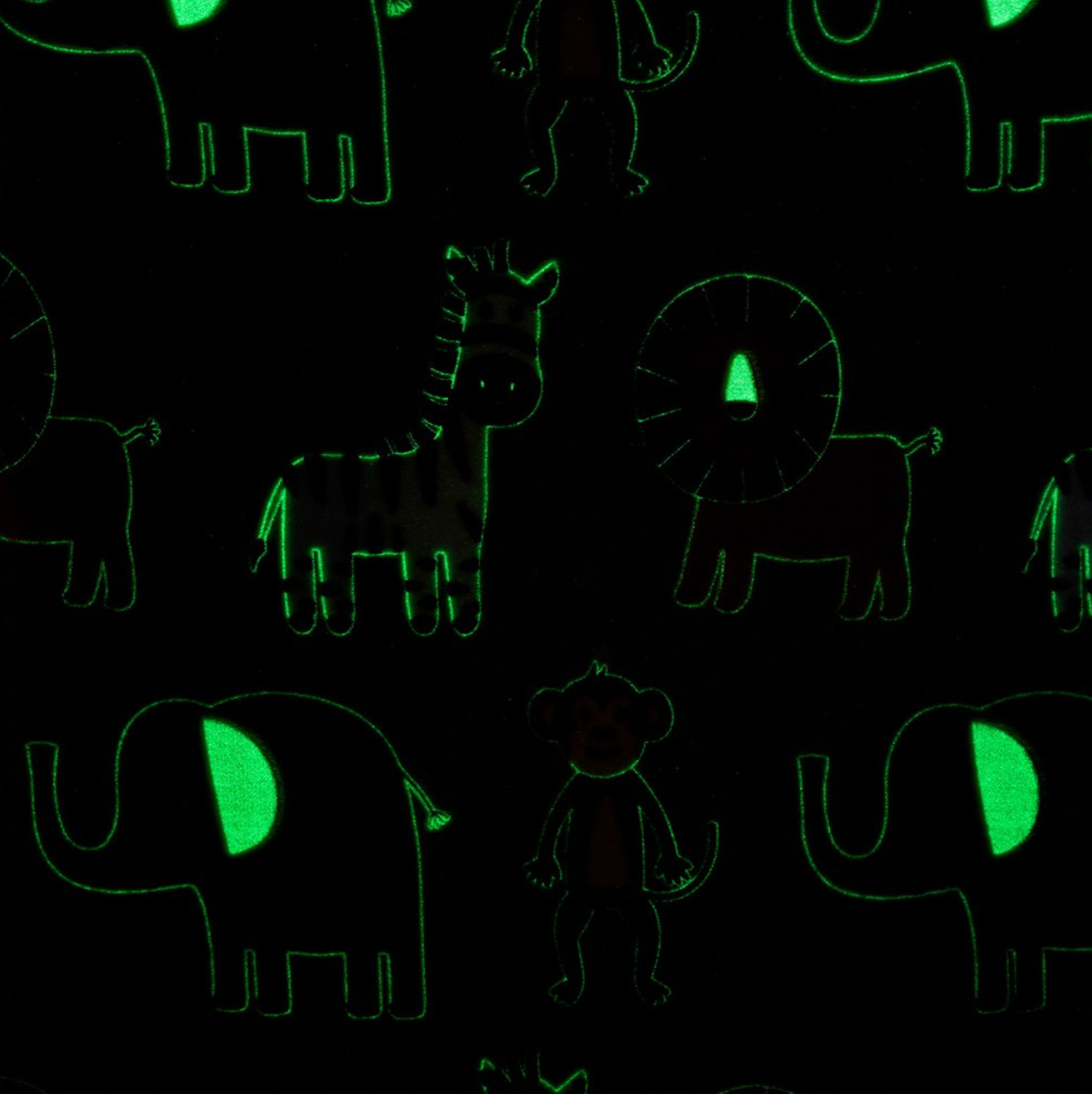 Kids unisex personalised safari glow in the dark blanket throw