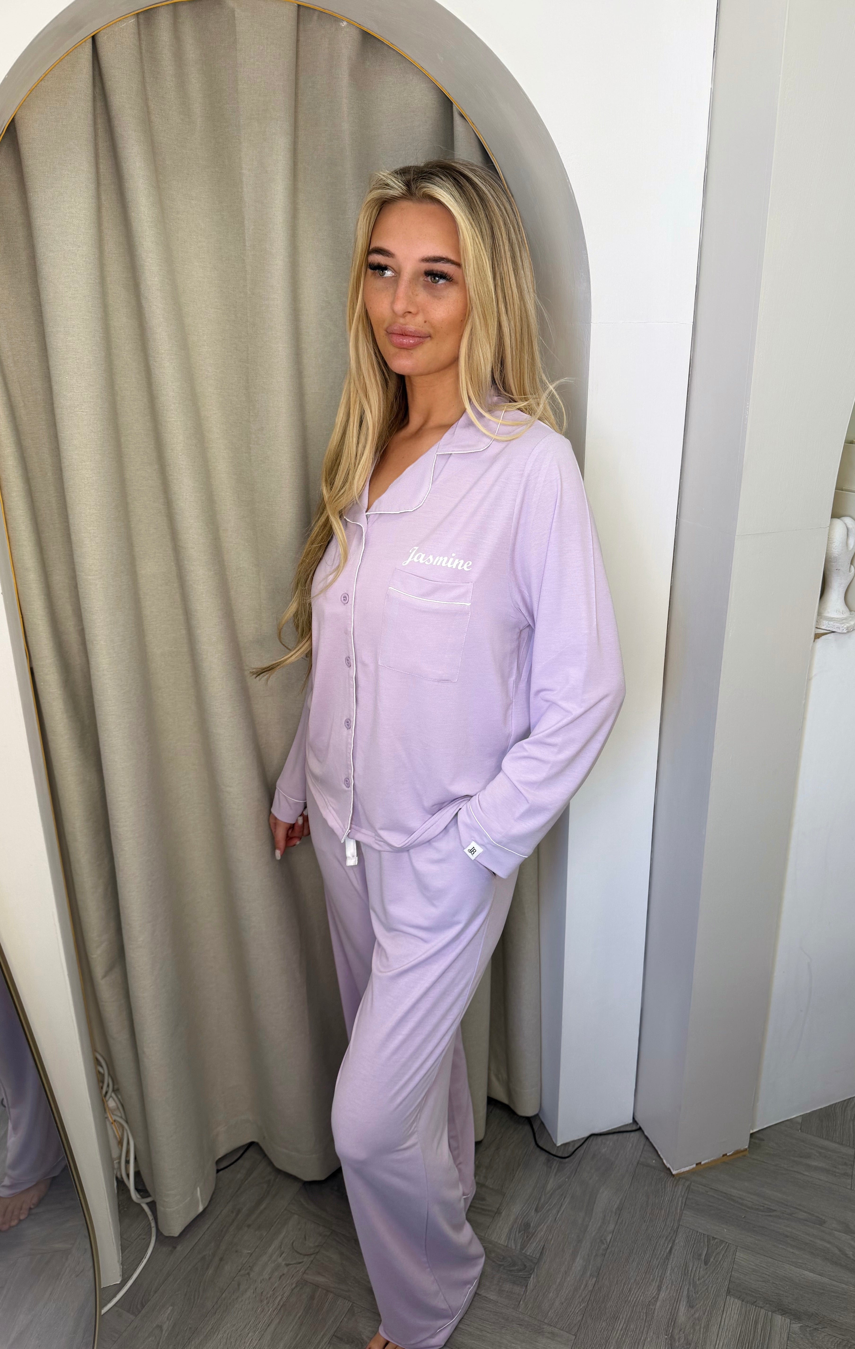 Lulabay ladies luxury super soft personalised jersey long pyjama set