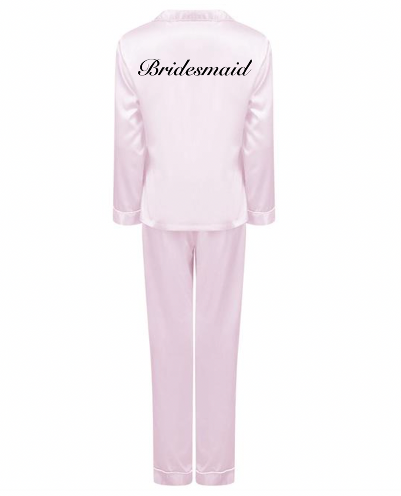 personalised bridal satin long pyjama set | personalised bridal satin pyjamas bride (change according to colour image)