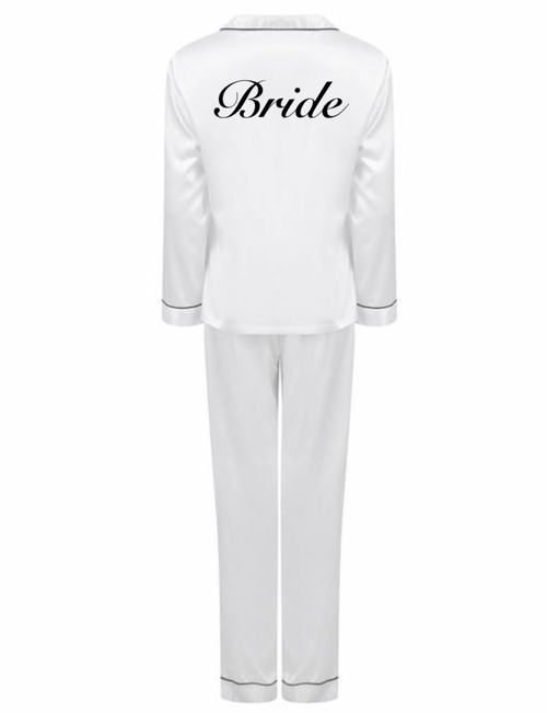 personalised bridal satin long pyjama set | personalised bridal satin pyjamas bride (change according to colour image)
