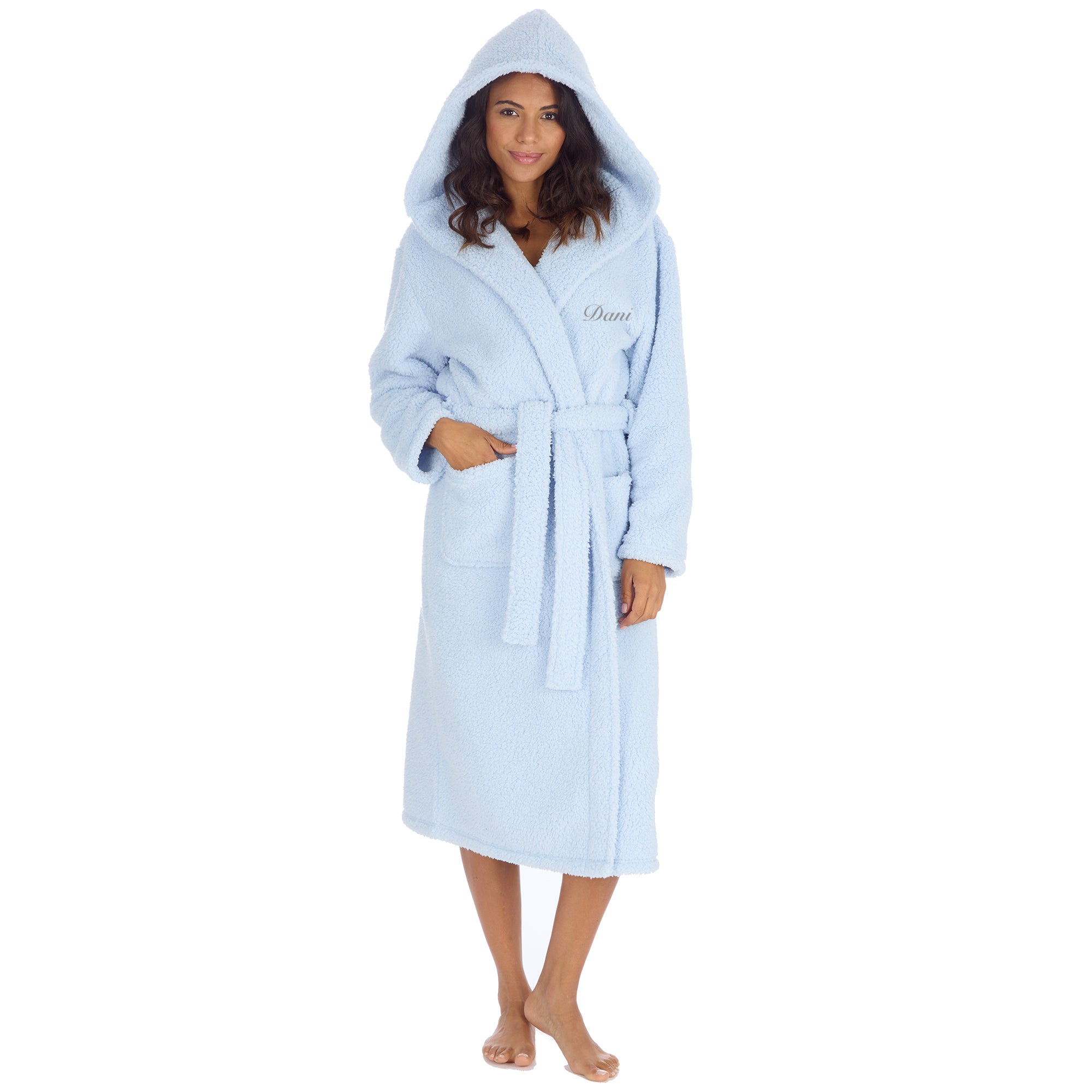 Ladies premium borg personalised dressing gown