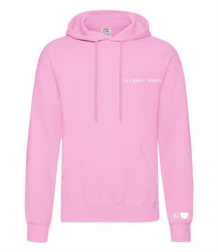 personalised anniversary hoodie | personalised Roman numeral hoodie | personalised embroidered couples hoodie