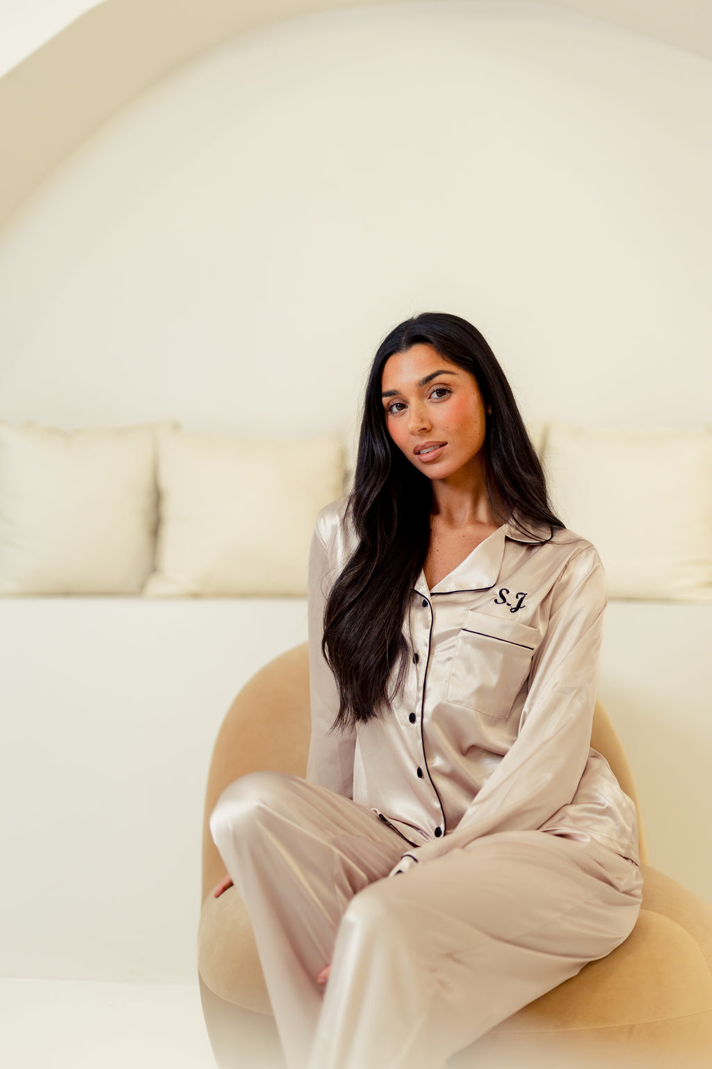 personalised satin long pyjama set | personalised satin long pyjama set pink (change according to colour image)