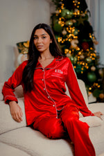 Load image into Gallery viewer, Ladies long personalised satin pyjamas

