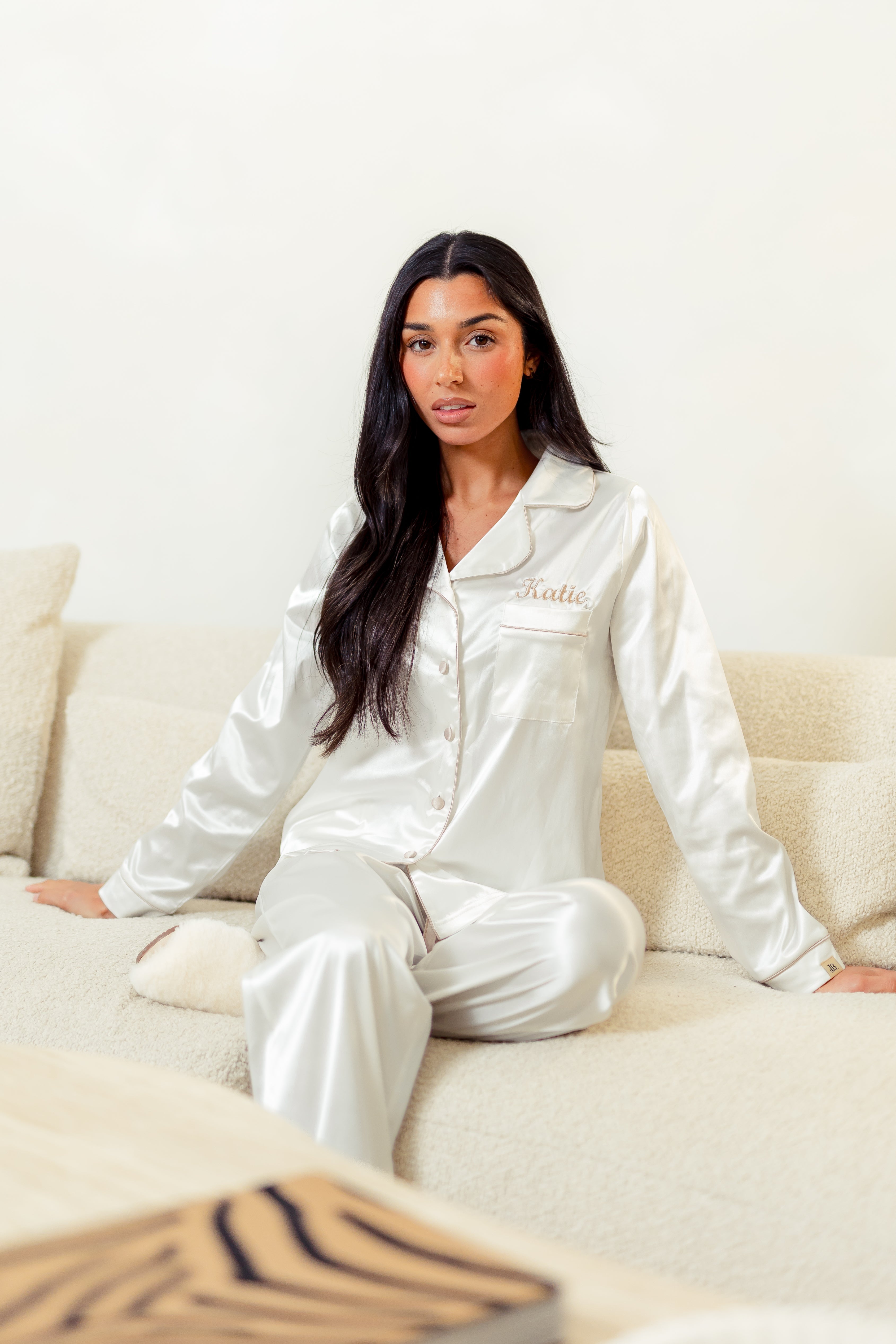 Ladies satin long personalised pyjamas