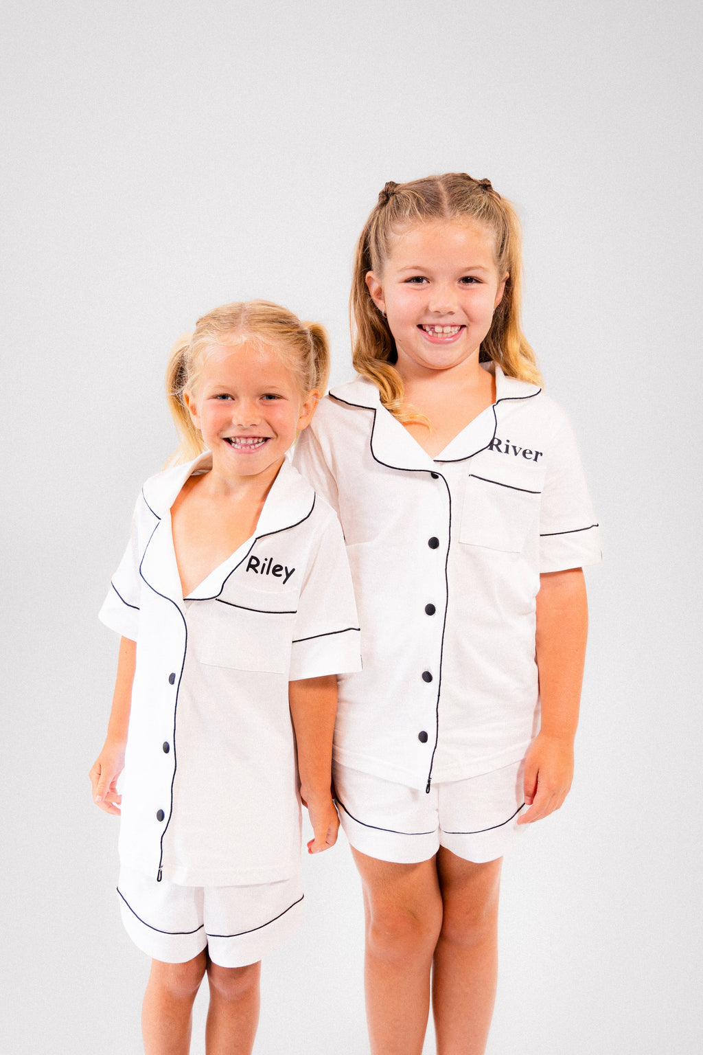 girls personalised short sleeve jersey pyjamas | personalised cotton short pyjama set for girls | girls personalised summer pyjamas | matching family jersey pyjamas