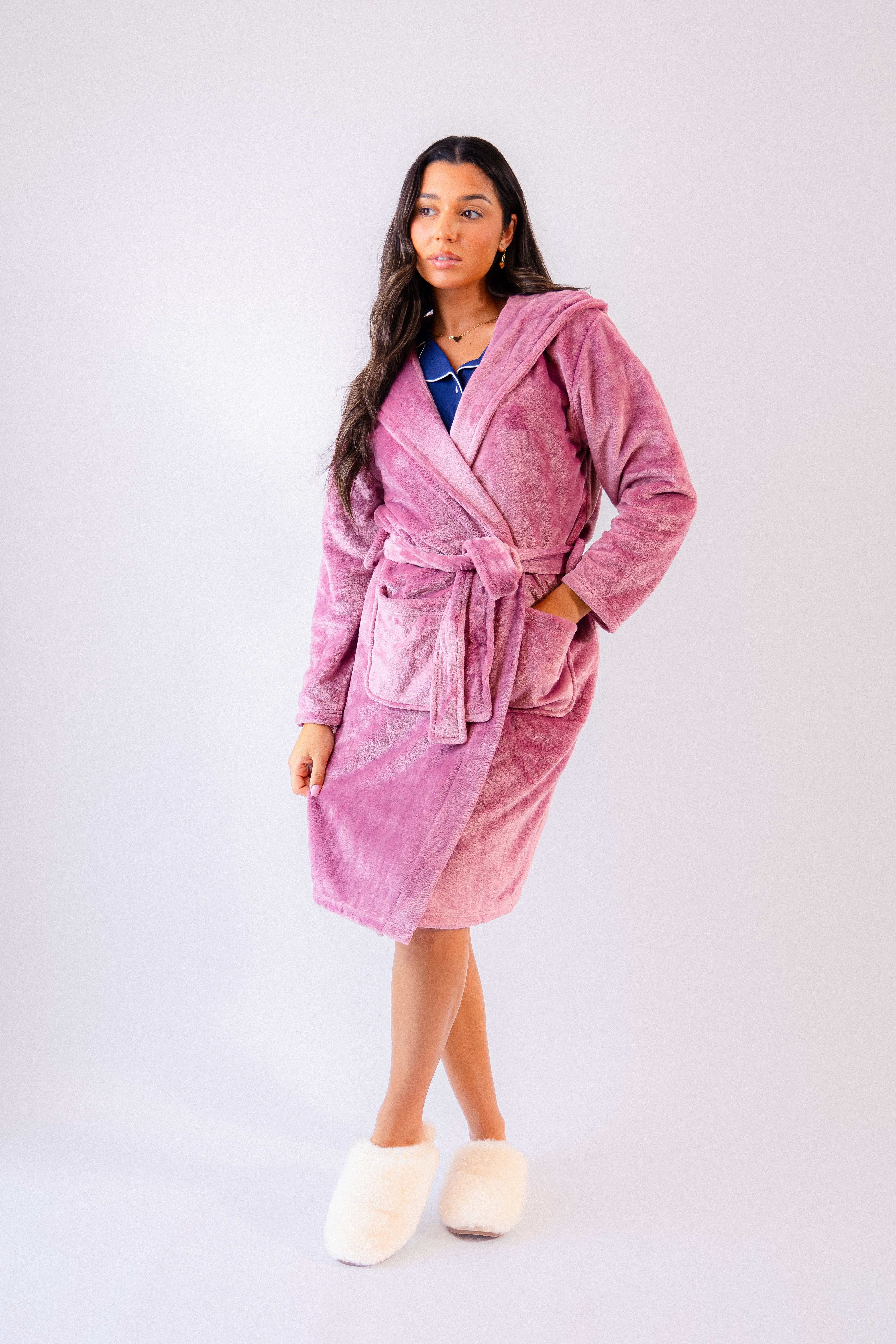 Ladies plush fleece personalised dressing gown