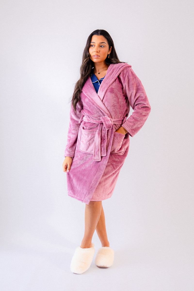 personalised plush fleece dressing gown | personalised hooded plush fleece dressing gown (change according to colour image)
