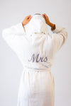 personalised Mrs Egyptian cotton hooded dressing gown | personalised Mrs white towelling dressing gown