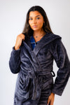 personalised plush fleece dressing gown | personalised hooded plush fleece dressing gown (change according to colour image)
