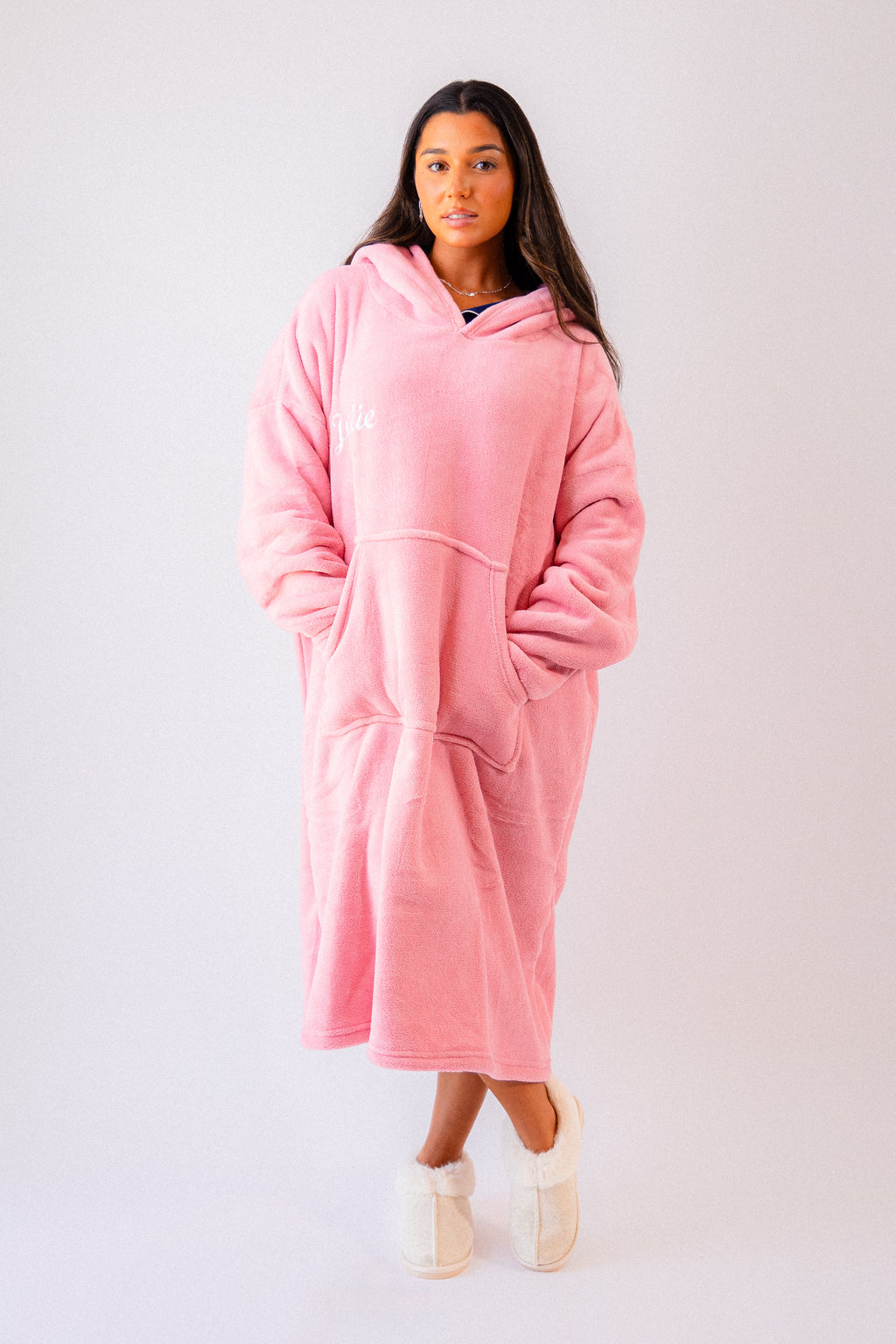 Ladies luxury bonded longline oversized personalised hoody
