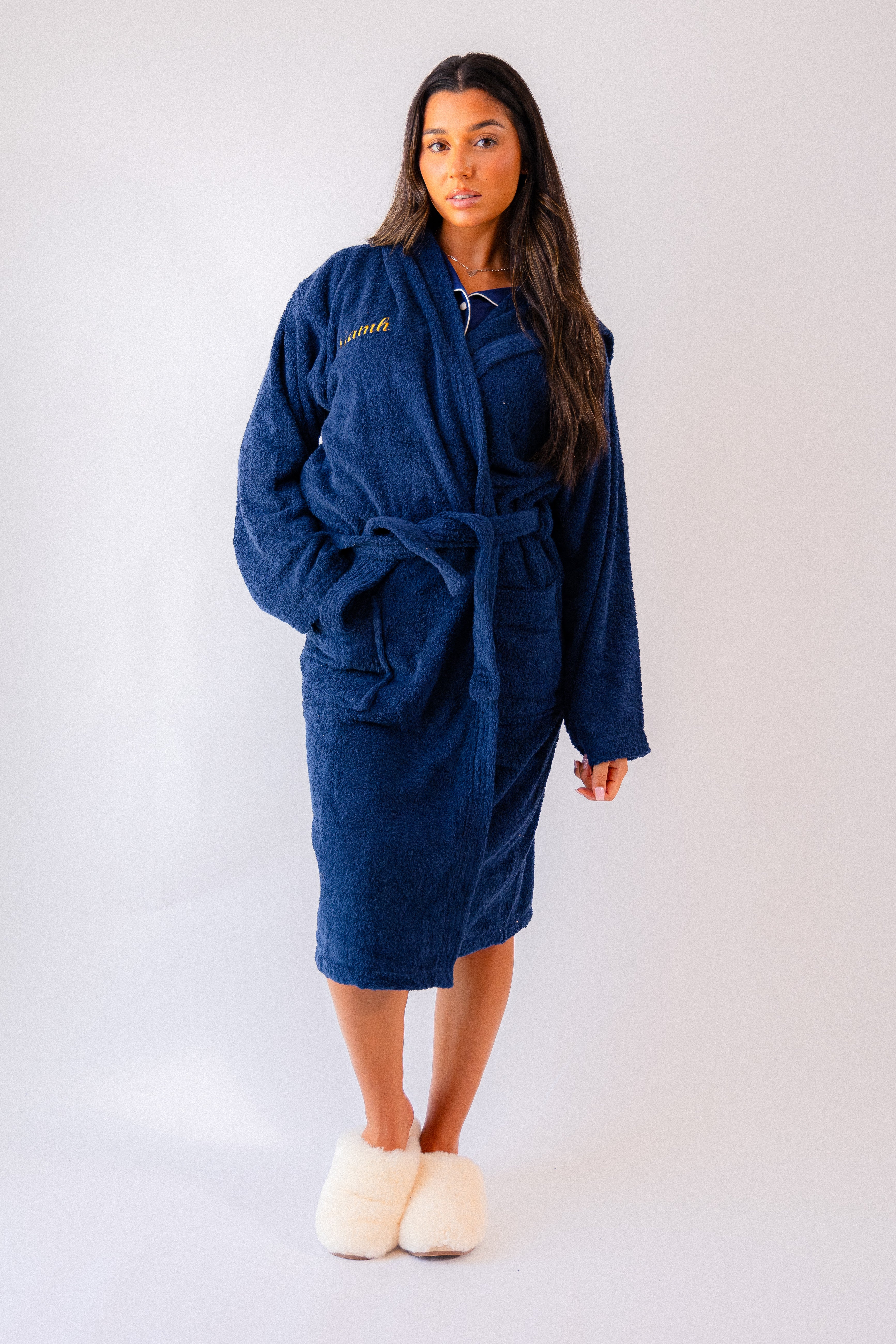 Ladies MRS personalised luxury hooded terry towelling dressing gown