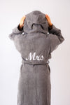 personalised Mrs Egyptian cotton hooded dressing gown | personalised Mrs white towelling dressing gown