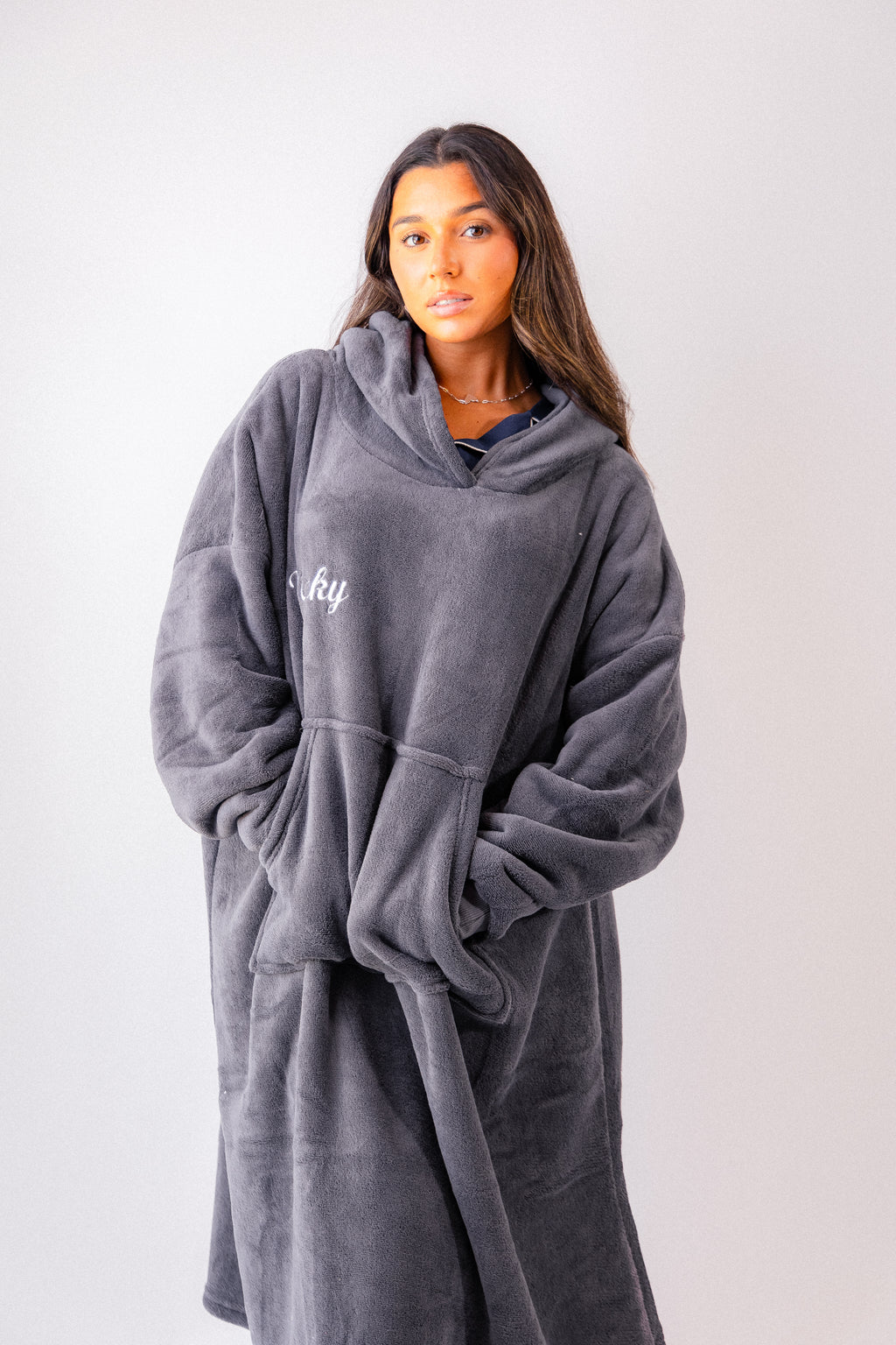 Ladies luxury bonded longline oversized personalised hoody
