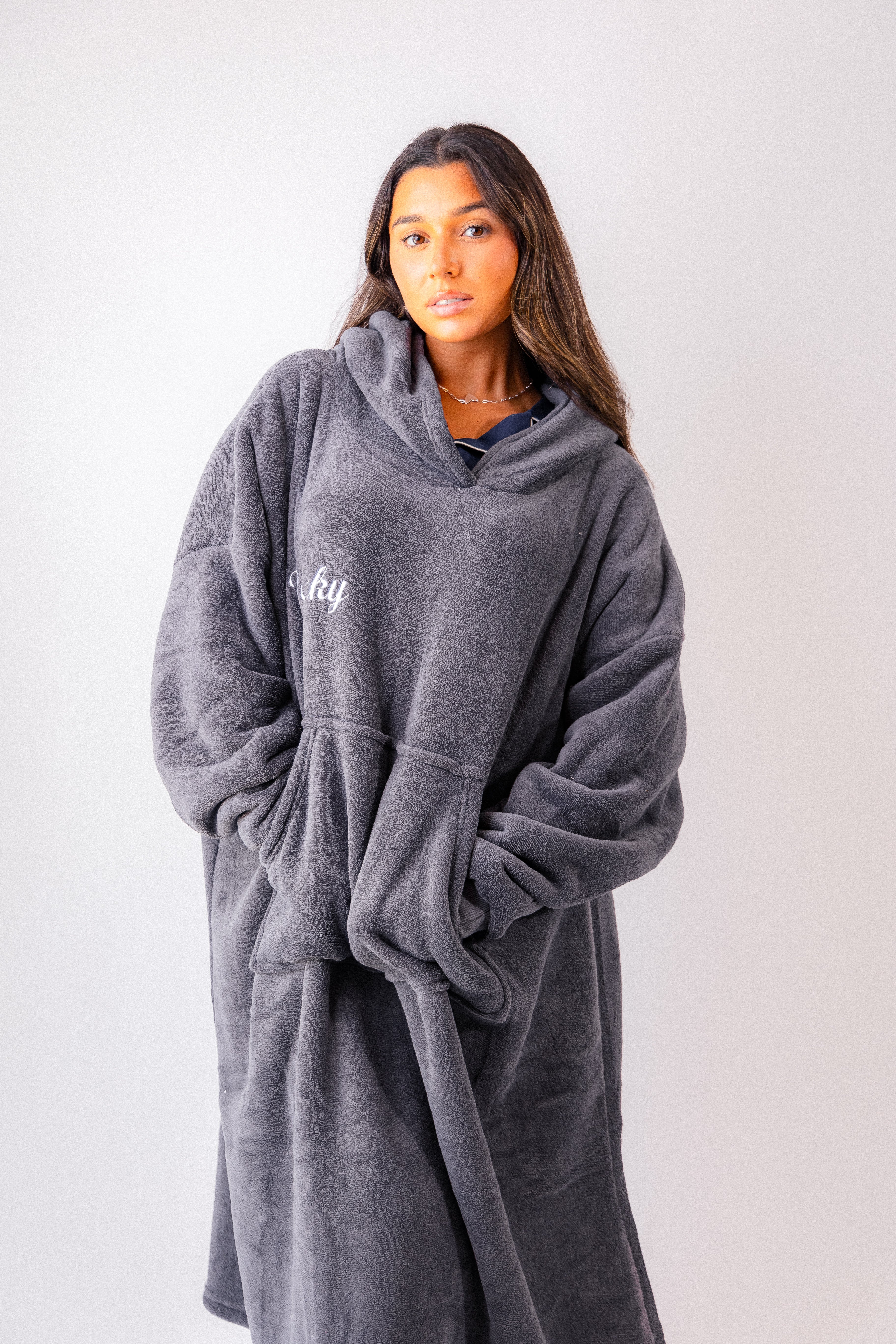 Ladies luxury bonded longline oversized personalised hoody