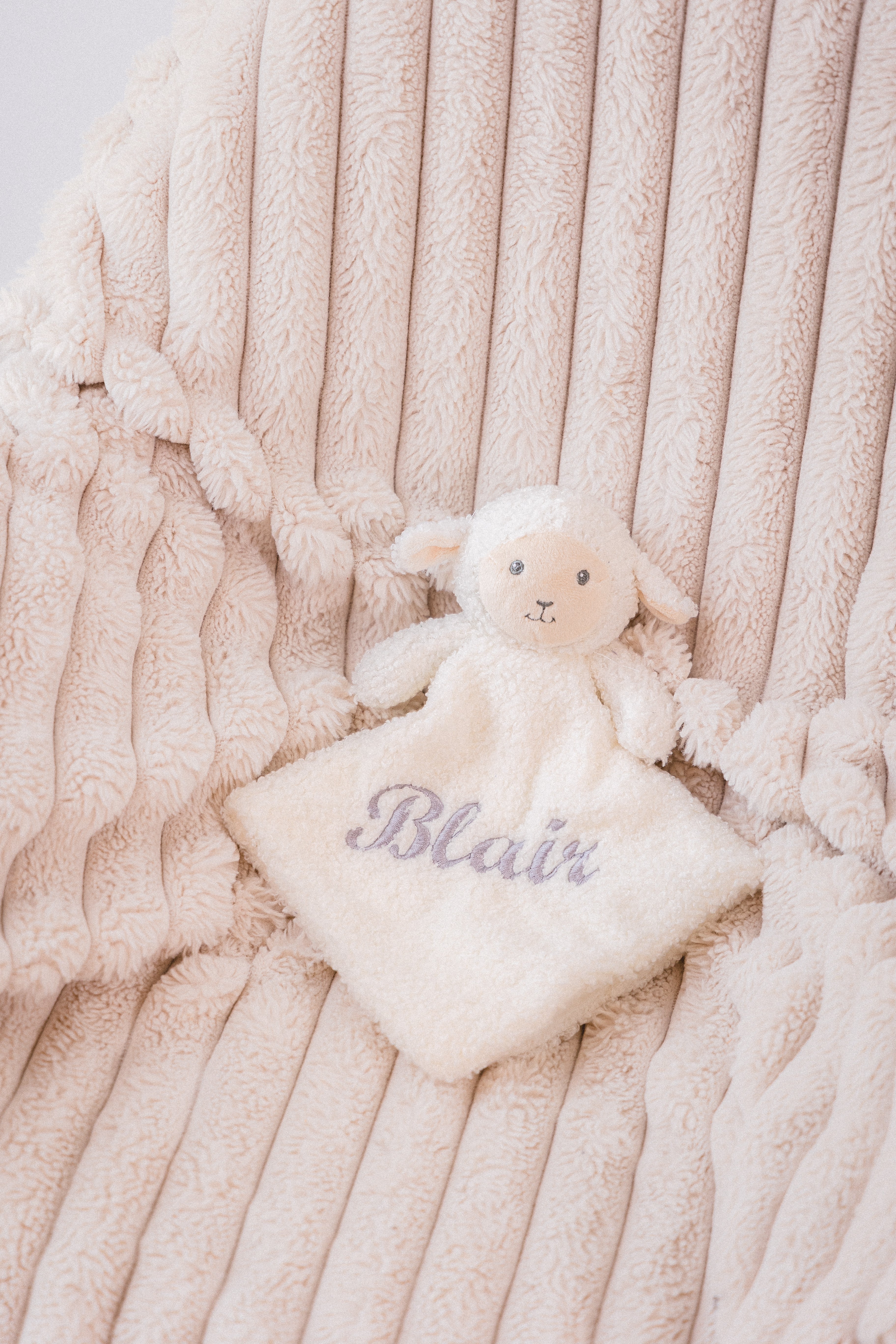 Babies personalised lamb comforter