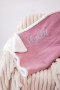 Babies personalised unisex knitted sherpa lined blankets
