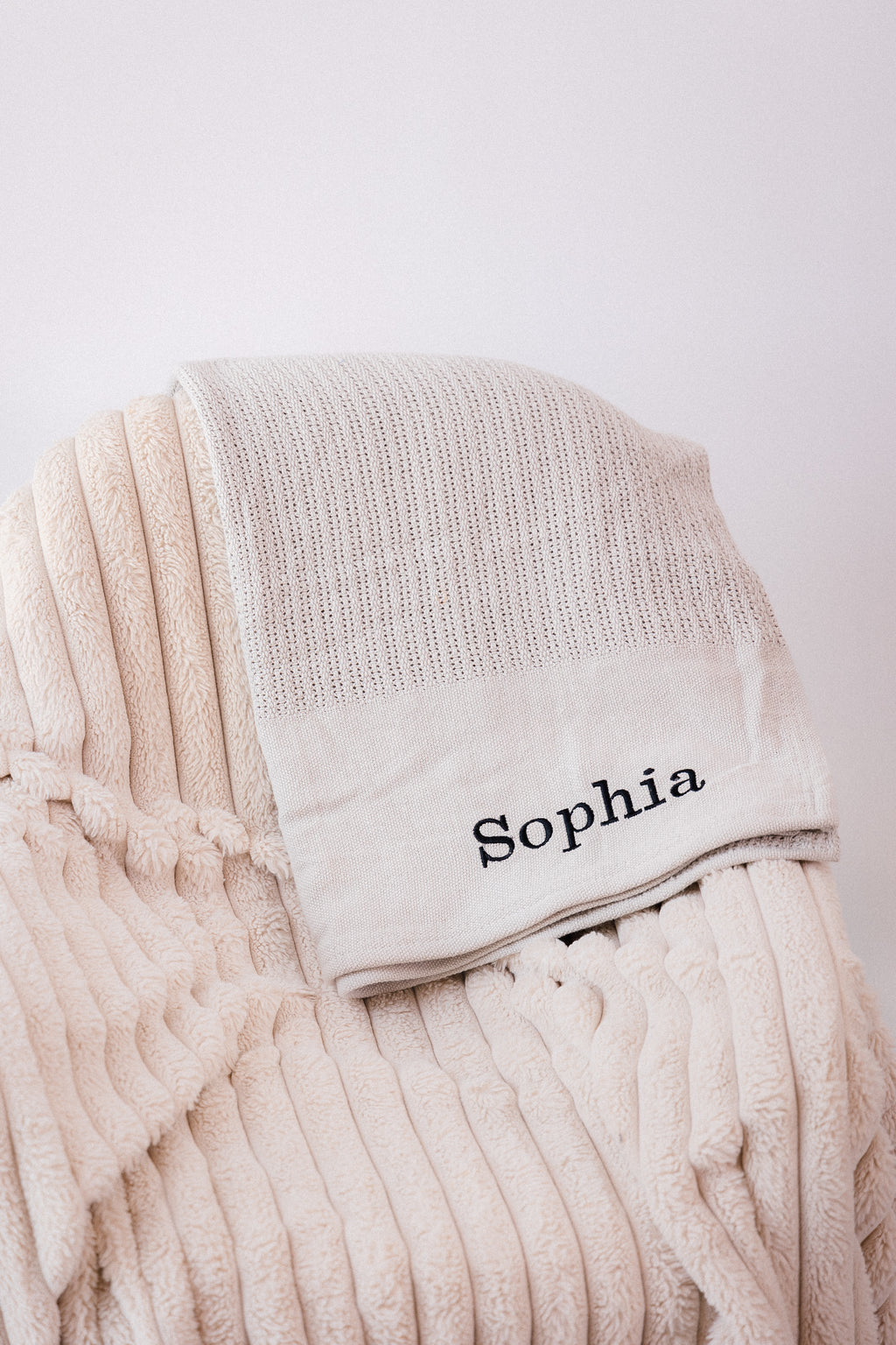 personalised cellular baby blanket | luxury knitted baby blanket | personalised cotton baby blanket | embroidered baby cellular blanket